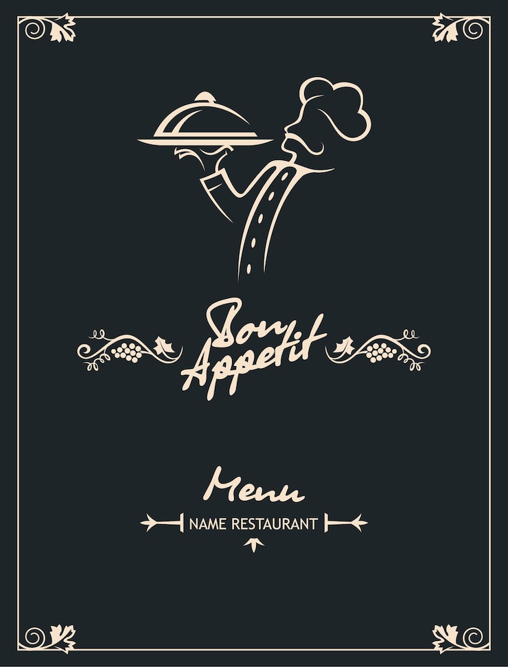 Vector diseño de menú de chef sobre fondo negro