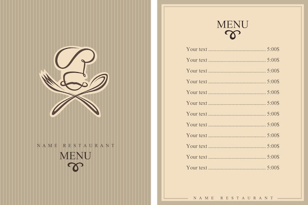 diseño de menú de chef
