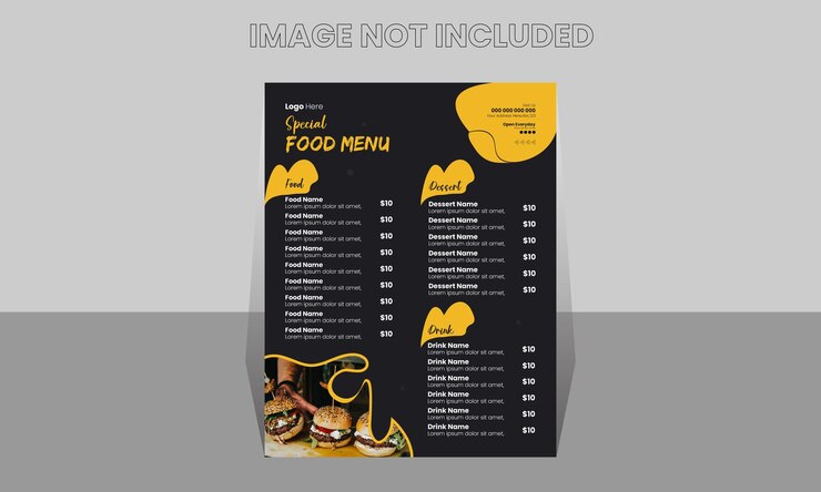 Diseño de menú de comida deliciosa para restaurante