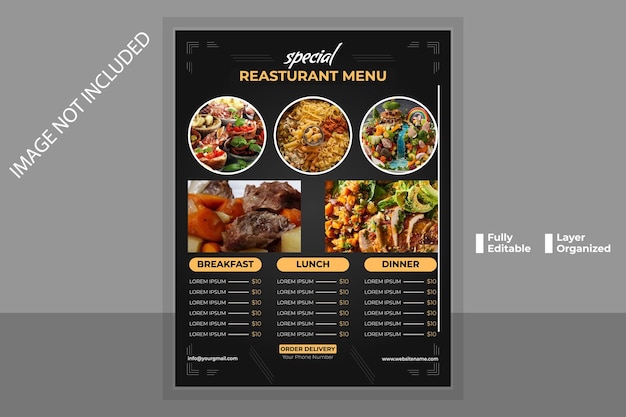 Diseño de menú de comida Diseño de Menú de plantilla