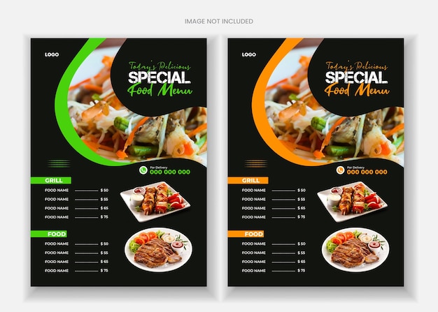 Diseño de menú de comida especial