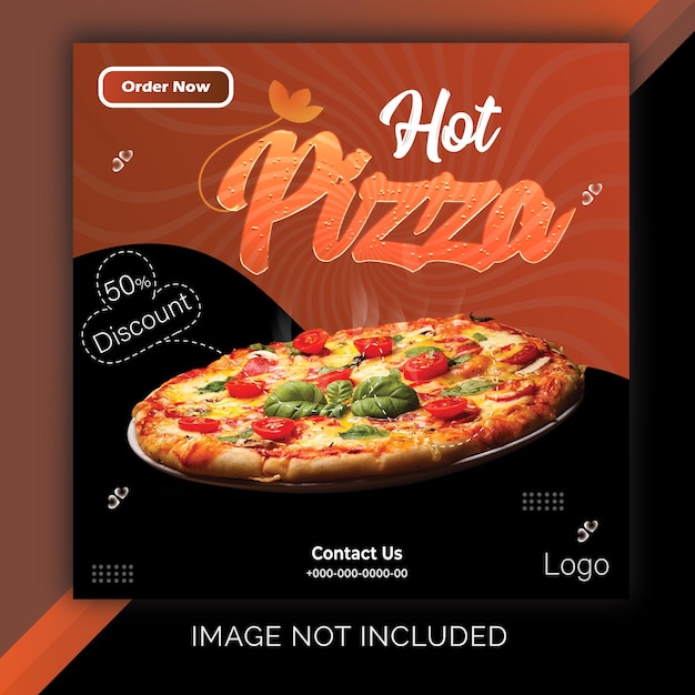 Vector diseño de menú de comida de pizza caliente deliciosa diseño de comida de banner web de redes sociales