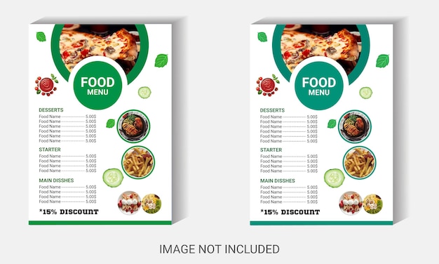 Diseño de menú de comida de restaurante plantilla de cocina de comida diseño vectorial de tarjeta de menú simple