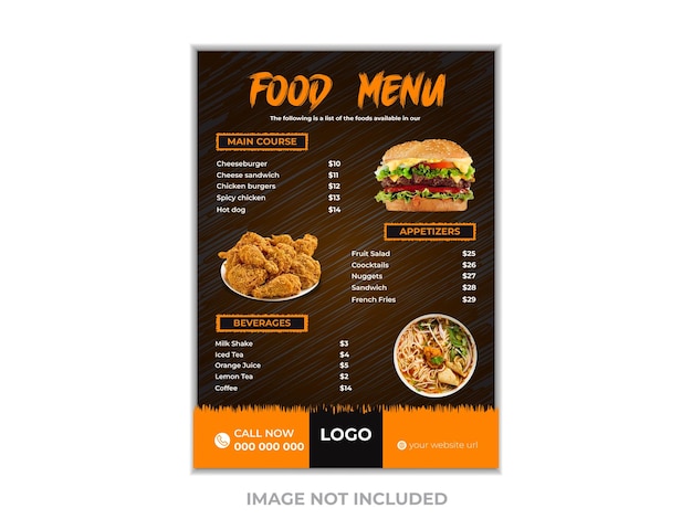 Diseño de menú de comida