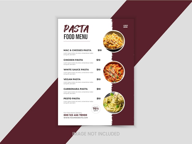 Diseño de menú de comida.