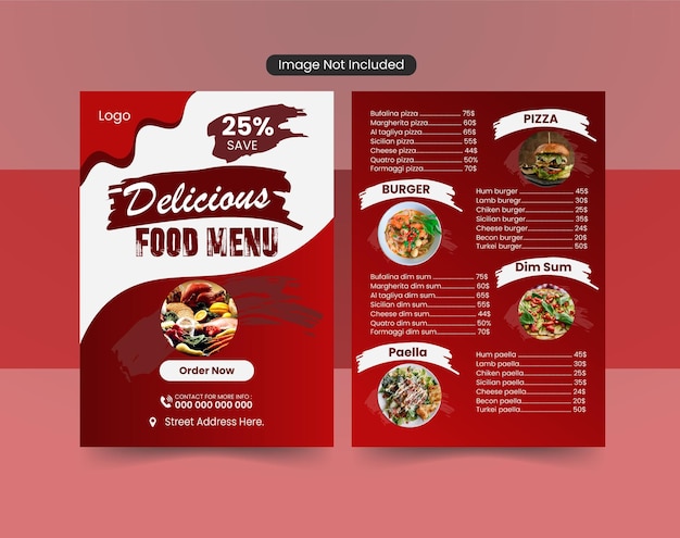 Diseño de menú de comida.