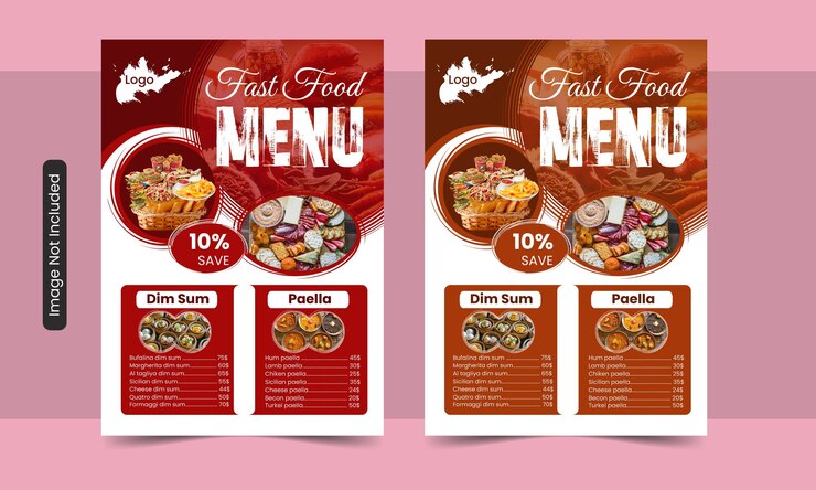 Diseño de menú de comida.