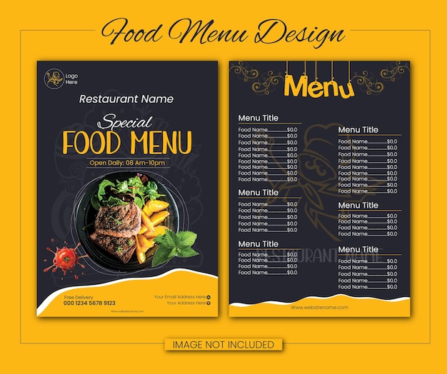 un diseño de menú para un restaurante
