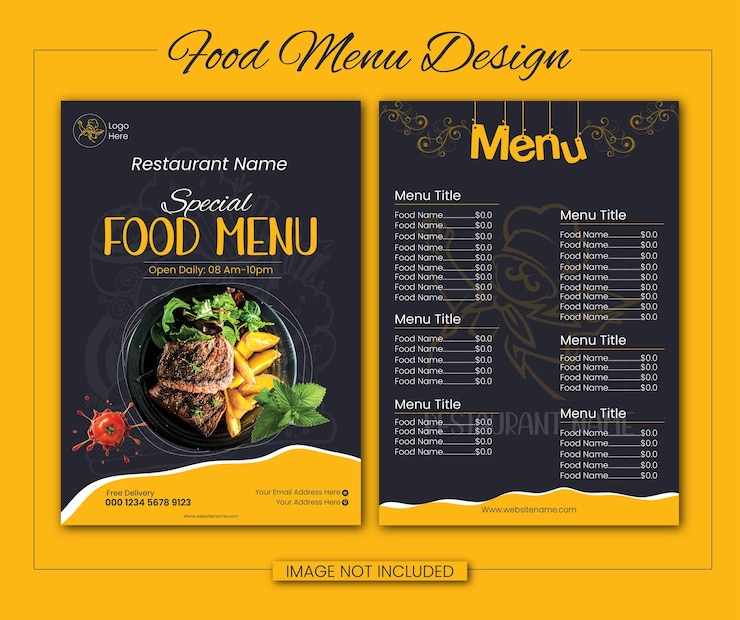 un diseño de menú para un restaurante