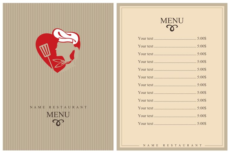 Vector diseño de menú de restaurante
