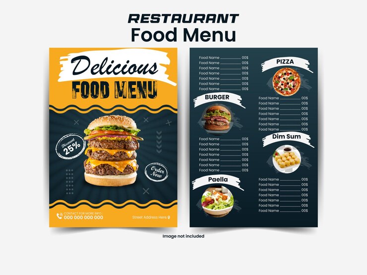 Diseño del menú de los restaurantes