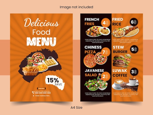 Diseño de menús de comida deliciosa