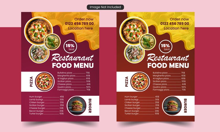 Diseño de menús de comida deliciosa