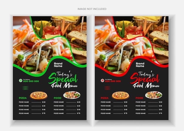 Diseño de menús y folletos de restaurantes deliciosos