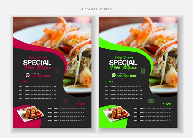 Diseño de menús de restaurantes y diseño de folletos de alimentos