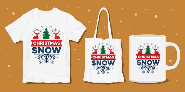 Diseño de mercancía de camiseta de tipografía de invierno de navidad