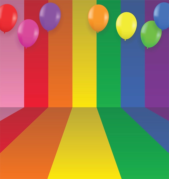 Diseño del mes del orgullo lgbtq con vector de fondo de arco iris colorido globo
