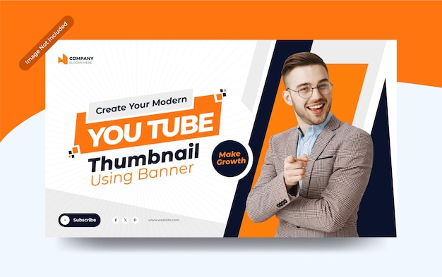 Diseño de miniaturas vectoriales de YouTube o plantilla de banner web corporativo