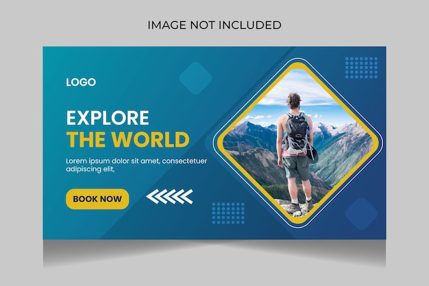 Diseño de miniaturas de youtube de agencia de viajes y plantilla de banner web