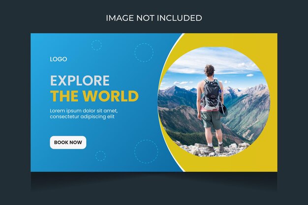 Diseño de miniaturas de youtube de agencia de viajes y plantilla de banner web