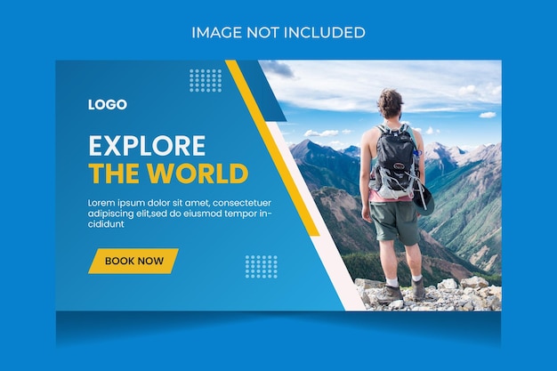 Diseño de miniaturas de youtube de agencia de viajes y plantilla de banner web