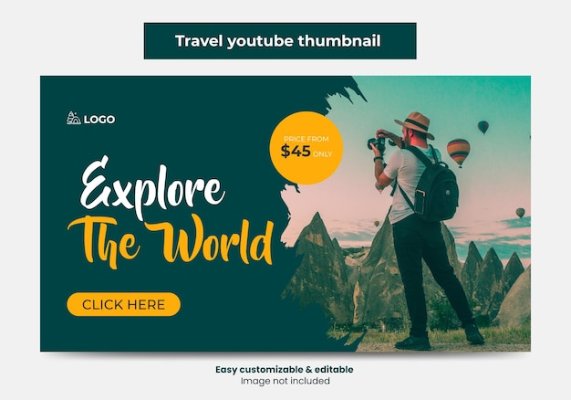 Diseño de miniaturas de youtube para agencias de viajes y banner web Miniatura de video del servicio de marketing turístico