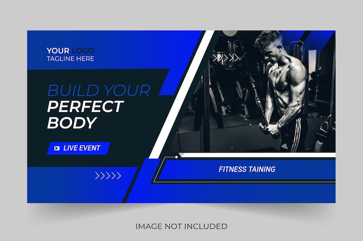 Diseño de miniaturas de youtube de ejercicio de entrenamiento físico de gimnasio editable para cualquier video y banner web