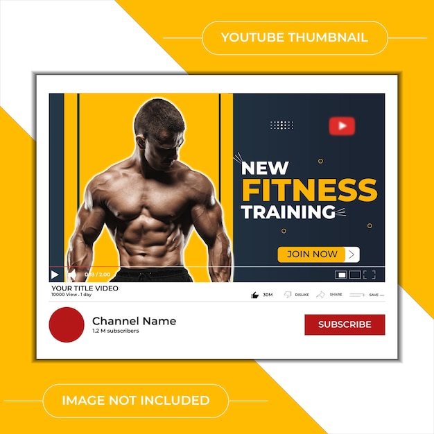 El diseño de miniaturas de YouTube de gimnasio de color amarillo