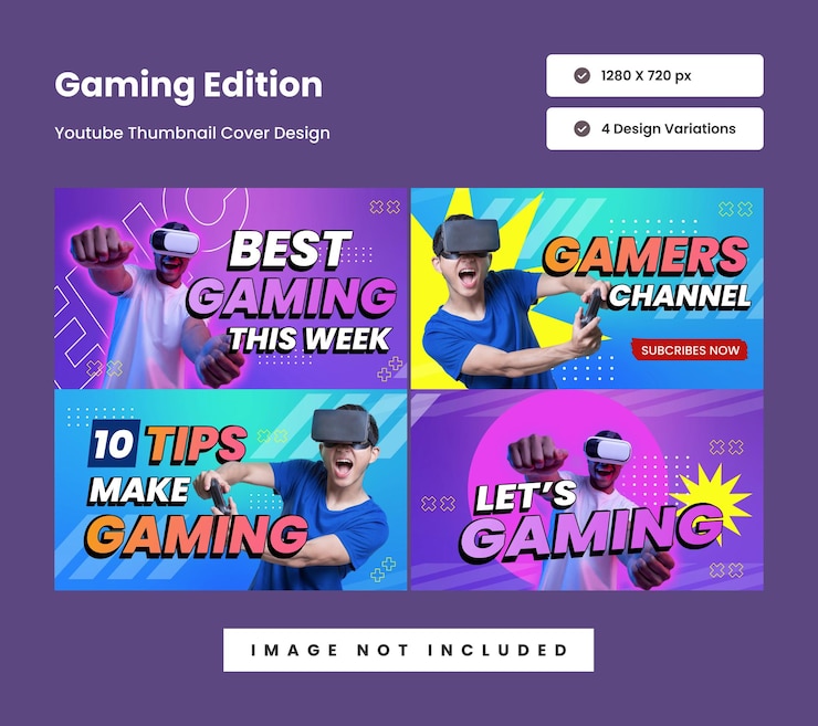Vector diseño de miniaturas de youtube para juegos