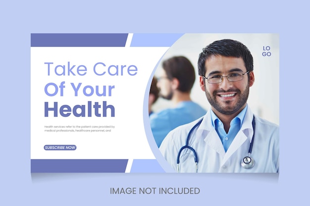Diseño de miniaturas de Youtube médico y plantilla de diseño de banner de redes sociales