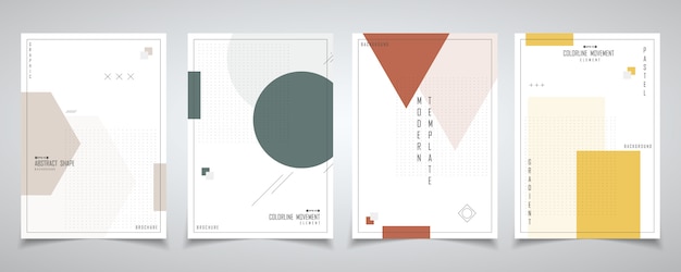Diseño minimalista abstracto de geometría con conjunto de folleto de diseño de medios tonos.