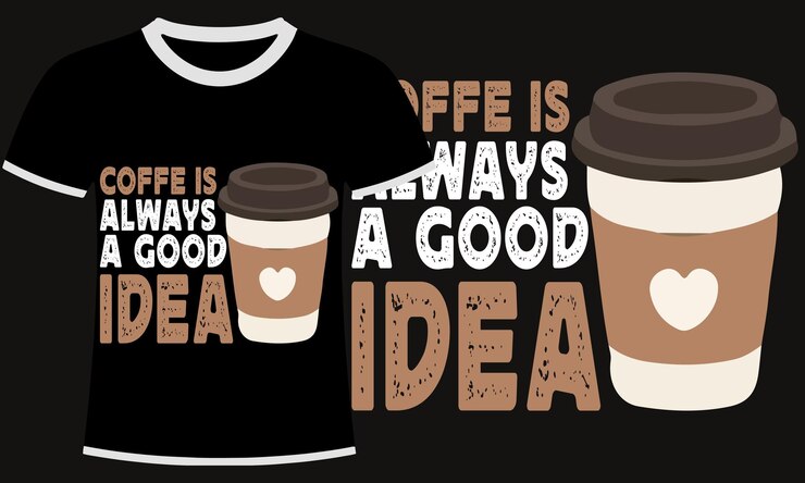 Vector diseño minimalista de camisetas para tazas de café