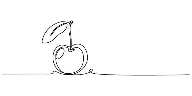 Diseño minimalista de cereza dibujo dibujado a mano icono de contorno de cerezo dibujo continuo de una línea