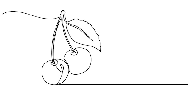 Diseño minimalista de cereza dibujo dibujado a mano icono de contorno de cerezo dibujo continuo de una línea