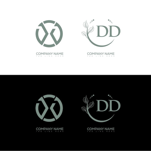 Diseño minimalista y clásico del conjunto de logotipos DD monograma vector de forma de círculo