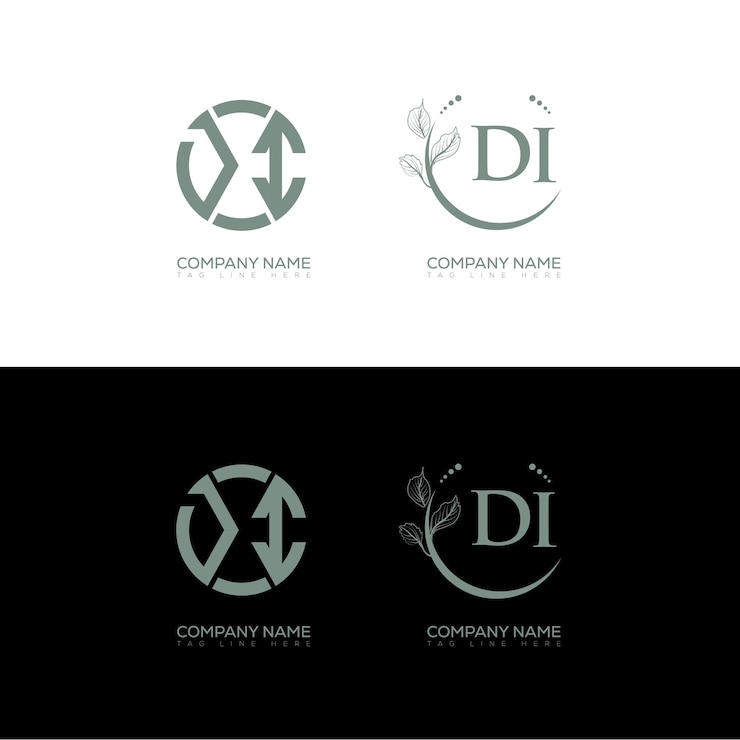 Vector diseño minimalista y clásico del conjunto de logotipos di vector de forma de círculo de monograma di