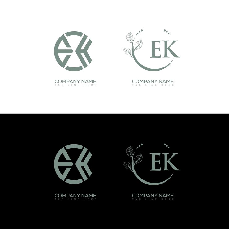 Vector el diseño minimalista y clásico del conjunto de logotipos ek monograma vector de forma de círculo ek