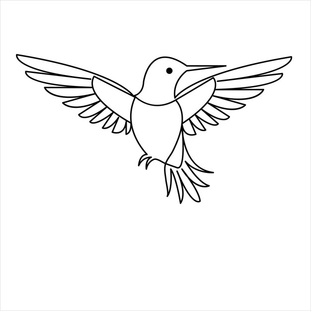 Diseño minimalista de colibrí de arte de una sola línea dibujando ilustración vectorial de contorno continuo