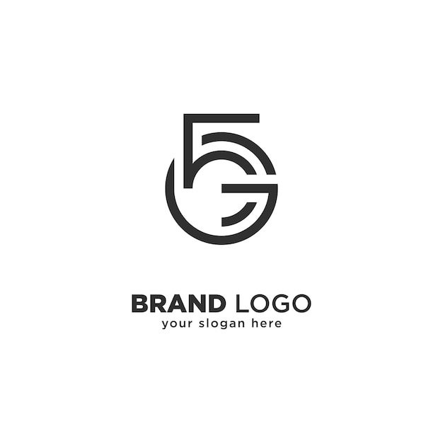 Diseño minimalista de combinaciones de letras únicas para el logotipo 5G
