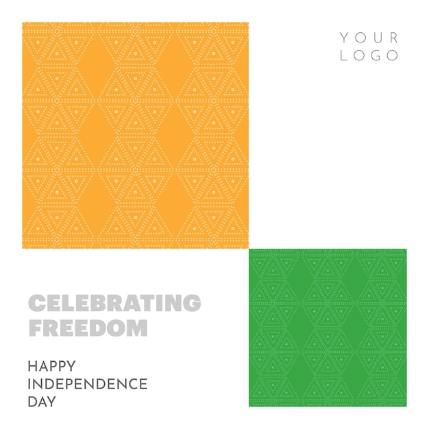 Diseño minimalista del Día de la Independencia con vector de patrones tradicionales indios