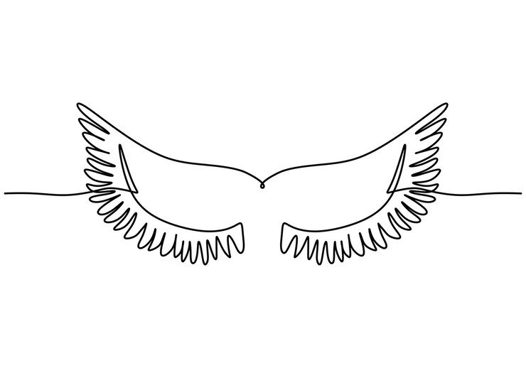 Diseño minimalista de dibujo de una línea de alas.