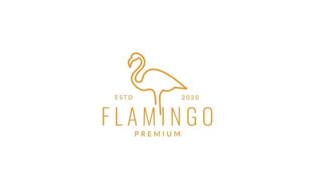 Diseño minimalista del ejemplo del vector del logotipo del pájaro del flamenco de la línea