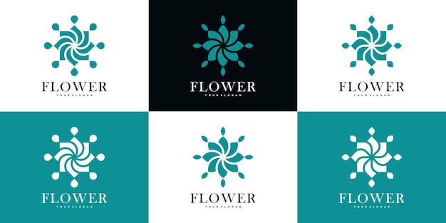 Diseño minimalista y elegante del logotipo de la flor Premium Vector