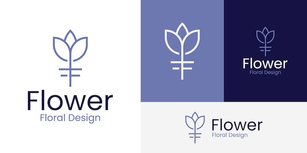 Diseño minimalista de flores Diseño floral de cercas Diseño de logotipo plantilla de marca