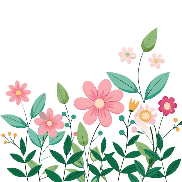 Un diseño minimalista con flores mirando desde la parte superior