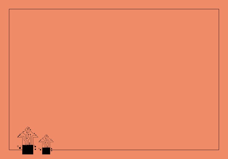 Vector un diseño minimalista con un fondo de melocotón en blanco y dos pequeños iconos de flecha tecnológica en la parte inferior