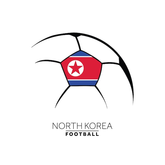 Diseño minimalista de fútbol con bandera de corea del norte