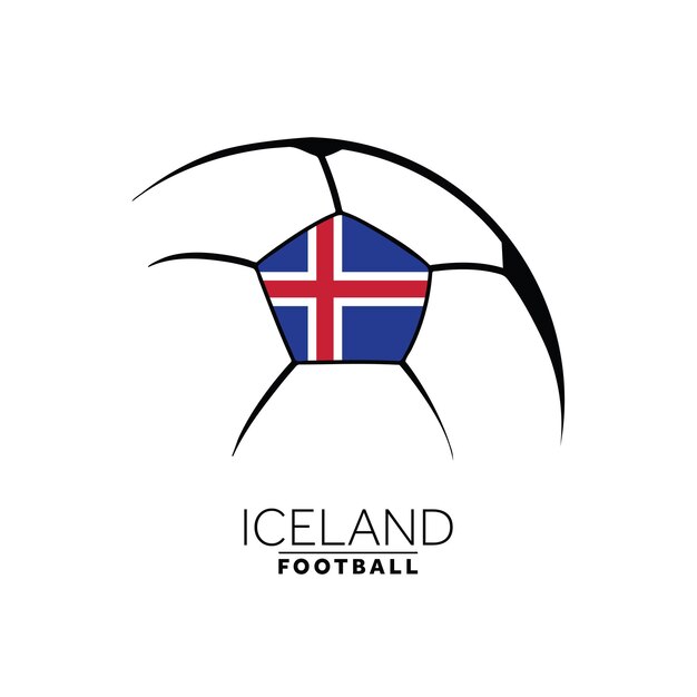 Diseño minimalista de fútbol con bandera de islandia