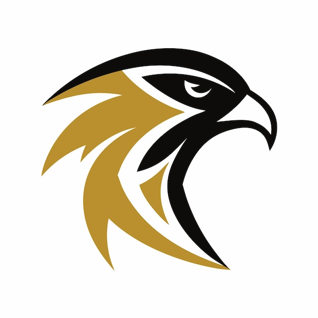 Diseño minimalista de halcón dorado y negro con fuente serif