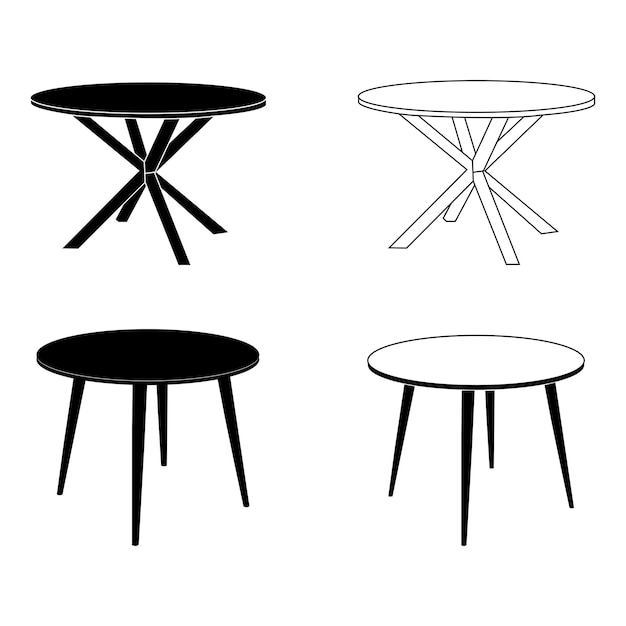 diseño minimalista del icono de la mesa redonda